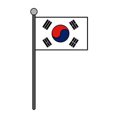 South korea national flag with pole vector illustration graphic design