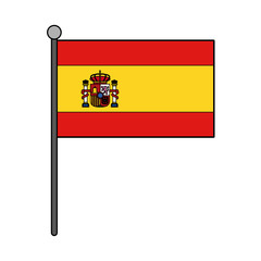 Spain national flag with pole vector illustration graphic design