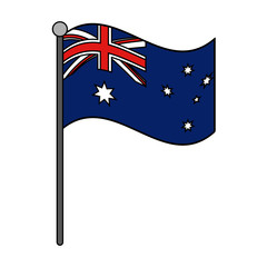 Australia national flag with pole vector illustration graphic design