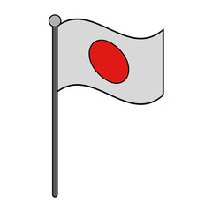 Japan national flag with pole vector illustration graphic design