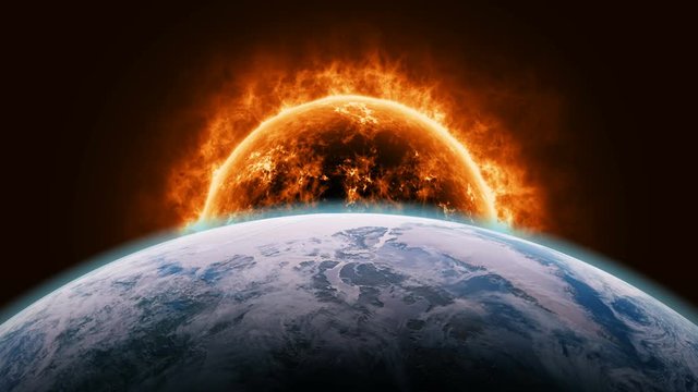 Sun surface with enormous thermal energy cover the Earth.