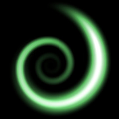 Spiral of light, green color
