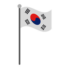 South korea national flag with pole vector illustration graphic design