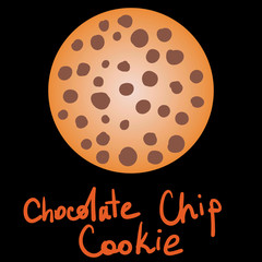 Chocolate Chip Cookie On Black Background
