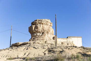 ruins of La Peñota (castle) tower of Aguilar de Montuenga village, Province of Soria, Spain
