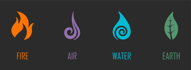 Abstract Four Elements (Fire, Air, Water, Earth) Symbols