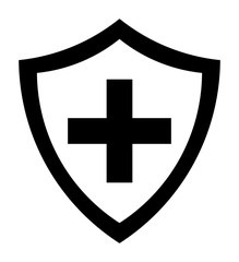 Black Immune System (Cross In A Shield) Icon With Transparent Center