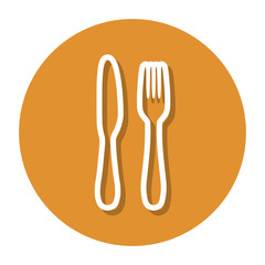 Fork And Knife In Circle Line Icon