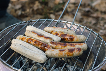 Bratwurst sausages on charcoal grill bratwürste auf holzkohlegrill