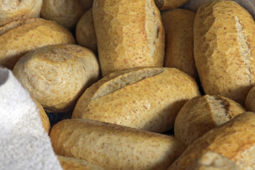 Basket of traditional French bread