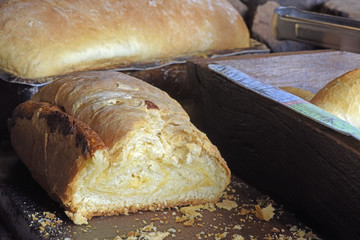 Sliced homemade bread with soft dough