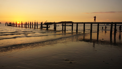 Fototapeta premium wooden jetty in the sunset