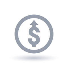 Dollar with arrow up concept icon in circle outline. Investment growth symbol. Economic success sign. Vector illustration.