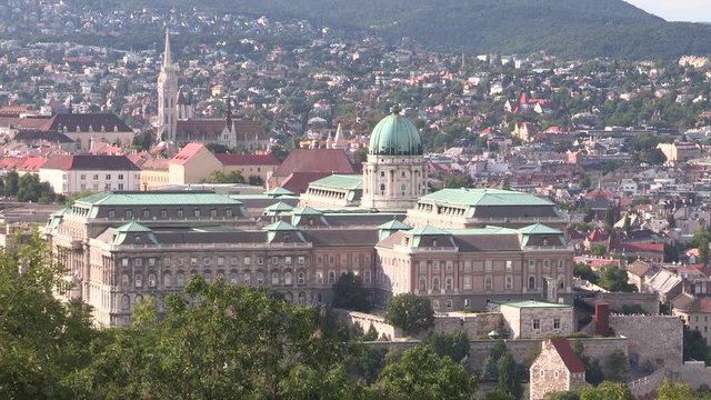 Royal Palace Budav&aacute;ri Palota in Budapest Hungary shot from citadel.