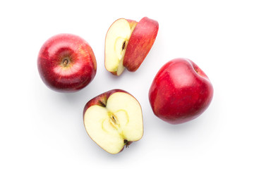 red apples isolated on white in top view