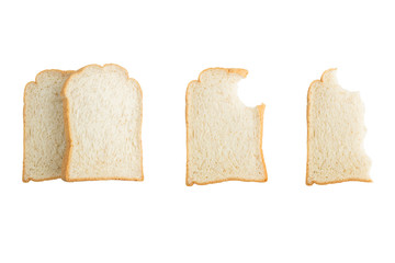 set of slice bread isolated on white in top view