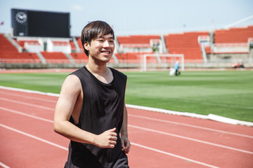 Fototapeta premium Young asian man exercise