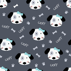 Cute doodle dogs seamless pattern