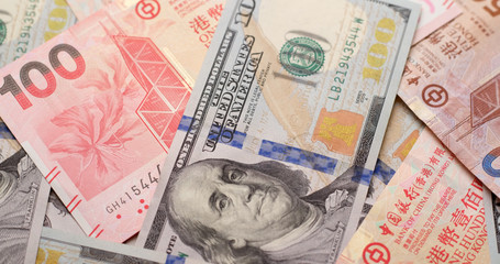 USD and HKD paper banknote