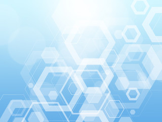 Abstract Blue Background With Hexagon