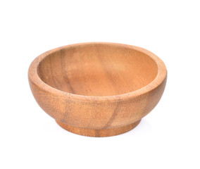 wooden bowl on white background.