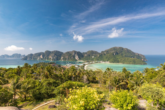 Phi-Phi island View tropical island with resorts - Krabi Province thailand