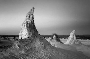 Three horns - natural desert formations sculpted by wind and erosion.  Mungo, Australia © Leah-Anne Thompson