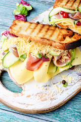 Sandwiches on cutting board