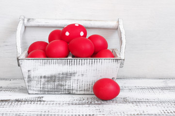 Red Easter eggs