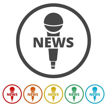 News microphone icon, Vector news microphone icon , 6 Colors Included