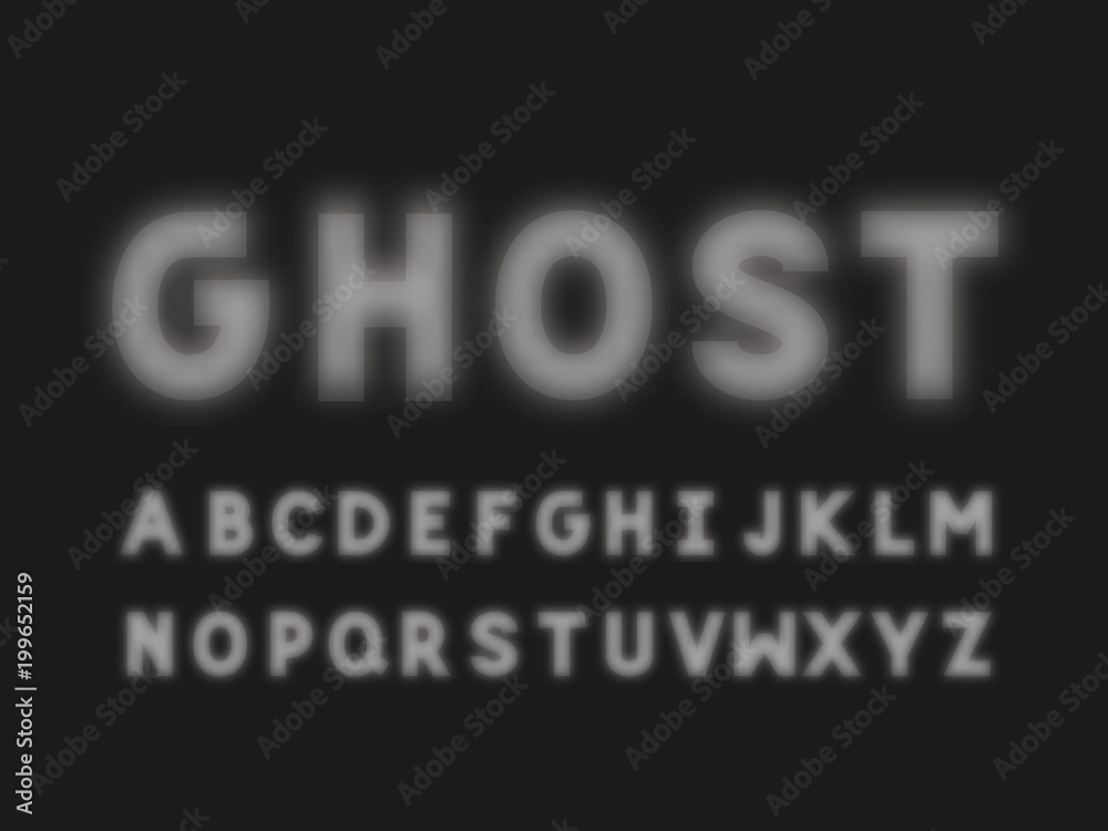 Wall mural Ghost bold font. Vector alphabet 