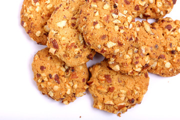 almond cookies on white background