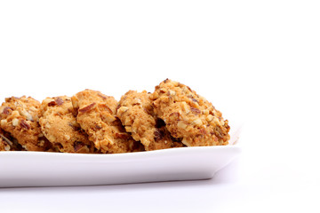 almond cookies on white background