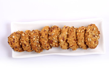 almond cookies on white background