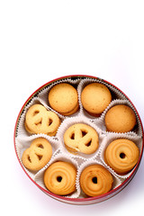 Danish butter cookies, butter cookies on white