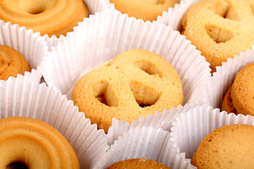 Danish butter cookies, butter cookies on white