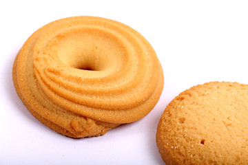 Danish butter cookies, butter cookies on white