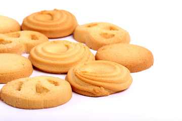 Danish butter cookies, butter cookies on white