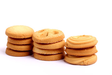 Danish butter cookies, butter cookies on white