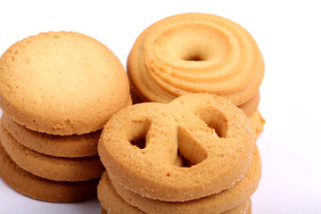 Danish butter cookies, butter cookies on white