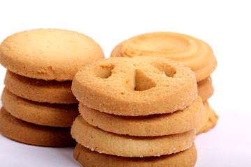 Danish butter cookies, butter cookies on white