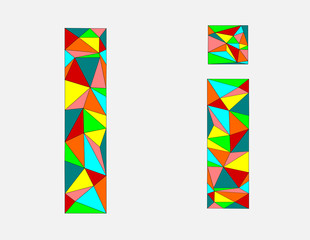 Letter I,low poly alphabet,geometric style.Abstract vector.	