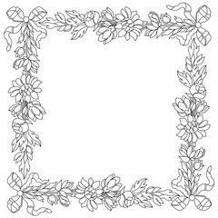Vintage border frame engraving with retro ornament pattern in antique baroque style decorative design. Vector