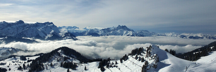 Fototapeta na wymiar Landscape view by drone of the swiss alps