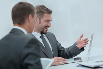 Fototapeta premium closeup.business colleagues discussing work issues