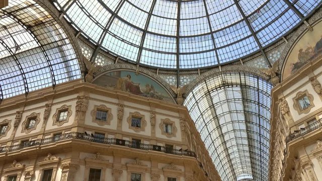 Galleria Vittorio Emanuele II, gallery, Milano, Milan, Lombardy, Italy, pan view 4k