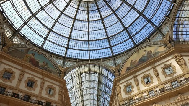 Galleria Vittorio Emanuele II, gallery, Milano, Milan, Lombardy, Italy, tilt view 4k