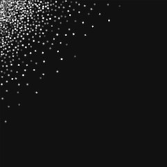 Silver glitter. Left right corner with silver glitter on black background. Gorgeous Vector illustration.