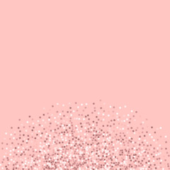 Pink gold glitter. Bottom semicirclee with pink gold glitter on pink background. Gorgeous Vector illustration.