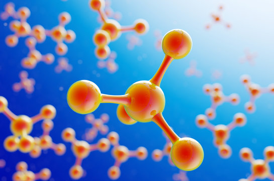 Science background with molecule structure. Molecular structure at the atomic level. 3d illustration.